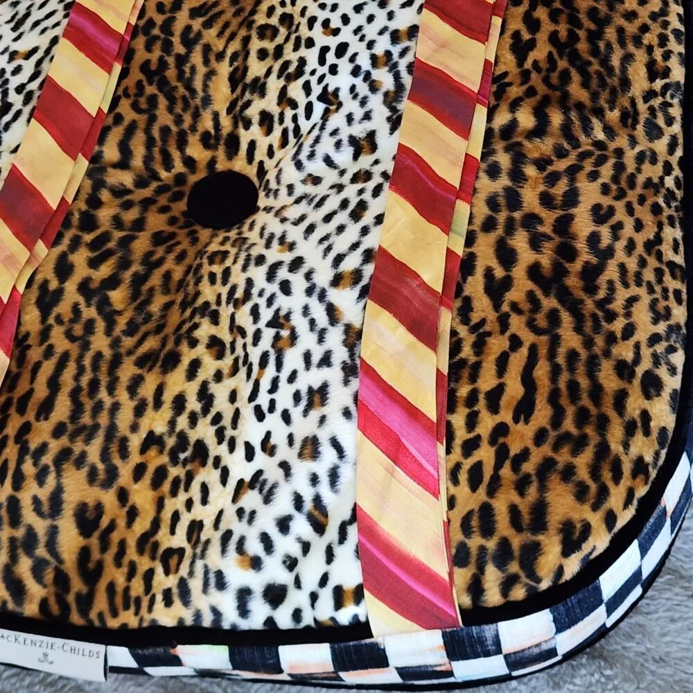 MACKENZIE CHILDS OVER-SIZE COURTLY CHECK/ANIMAL PRINT CHAIR PAD-SET OF 2